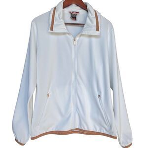 Hellie Hansen Full zip jacket womens white with rose gold trim XL EUC